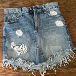 7 For All Mankind Light Blue Distressed Jean Shorts